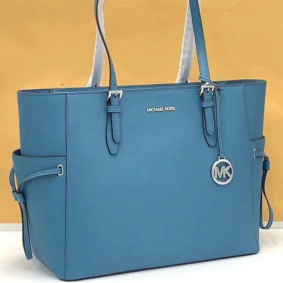 MICHAEL KORS 
Gilly Large Saffiano Leather Tote Bag TEAL COLOR - Picture 2 of 15
